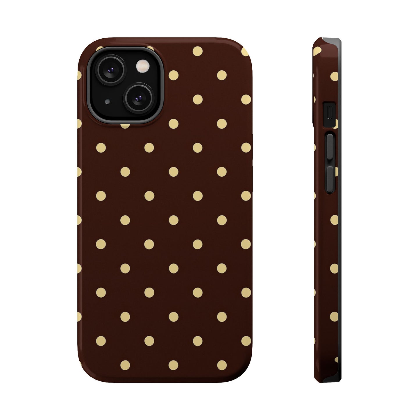 Polka Dot iPhone Case — Brown & Cream Protective Cover with MagSafe compatibility