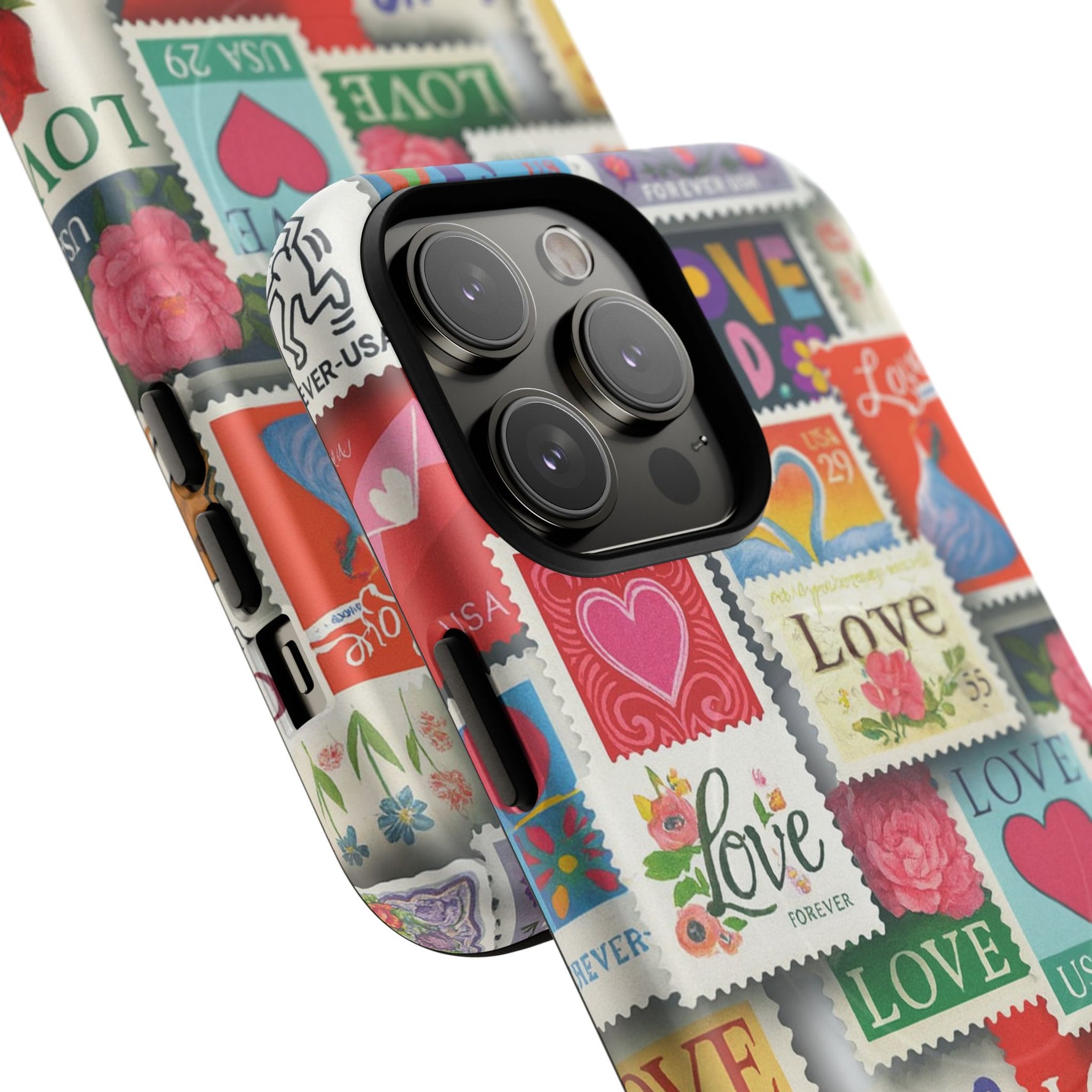 Vintage Romantic Love Stamp iPhone Case | Tough Protection + MagSafe