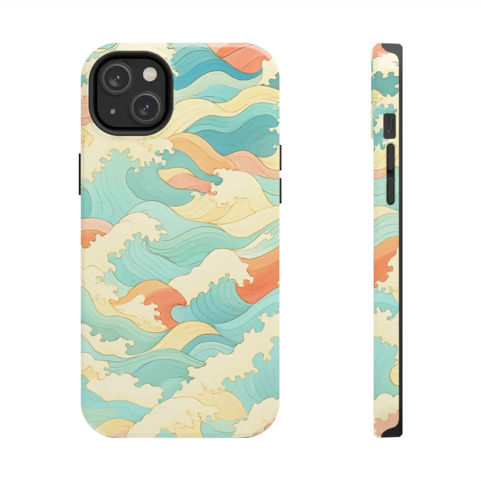 Ocean Wave Tough Phone Case — Pastel Retro Surf Pattern  Shamo's iPhone 14 Plus