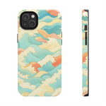 Ocean Wave Tough Phone Case — Pastel Retro Surf Pattern  Shamo's iPhone 14 Plus