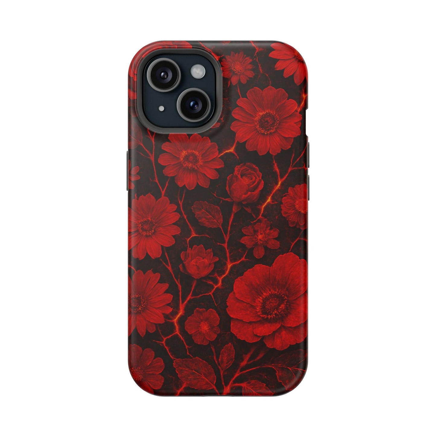 Melted Lava Dark Red Floral iPhone Case — MagSafe Compatible  Shamo's iPhone 15 / Matte