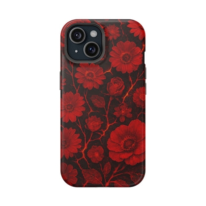 Melted Lava Dark Red Floral iPhone Case — MagSafe Compatible  Shamo's iPhone 15 / Matte
