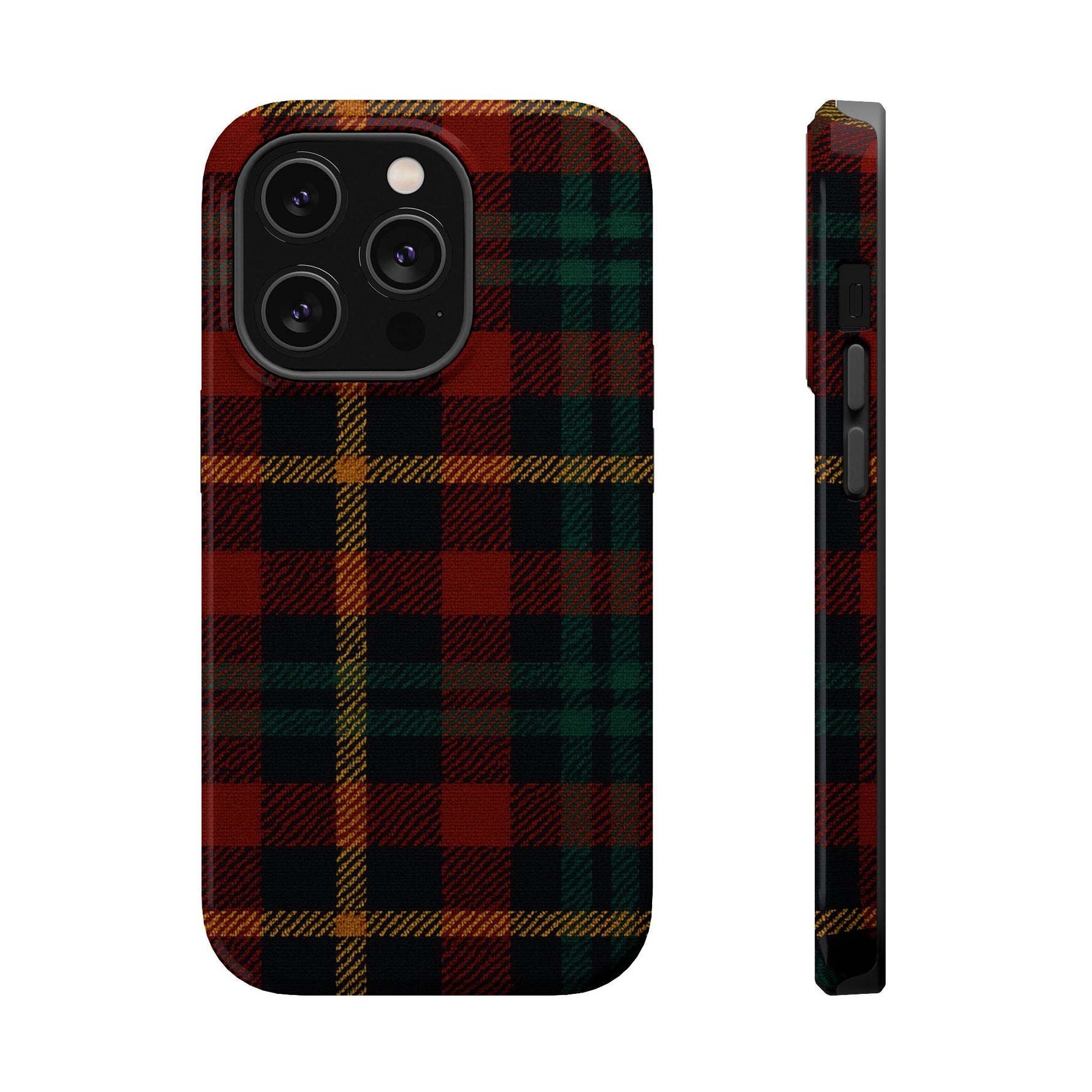 Plaid Impact-Resistant iPhone Case — Red Green Tartan Holiday Theme with MagSafe  Shamo's iPhone 14 Pro / Glossy