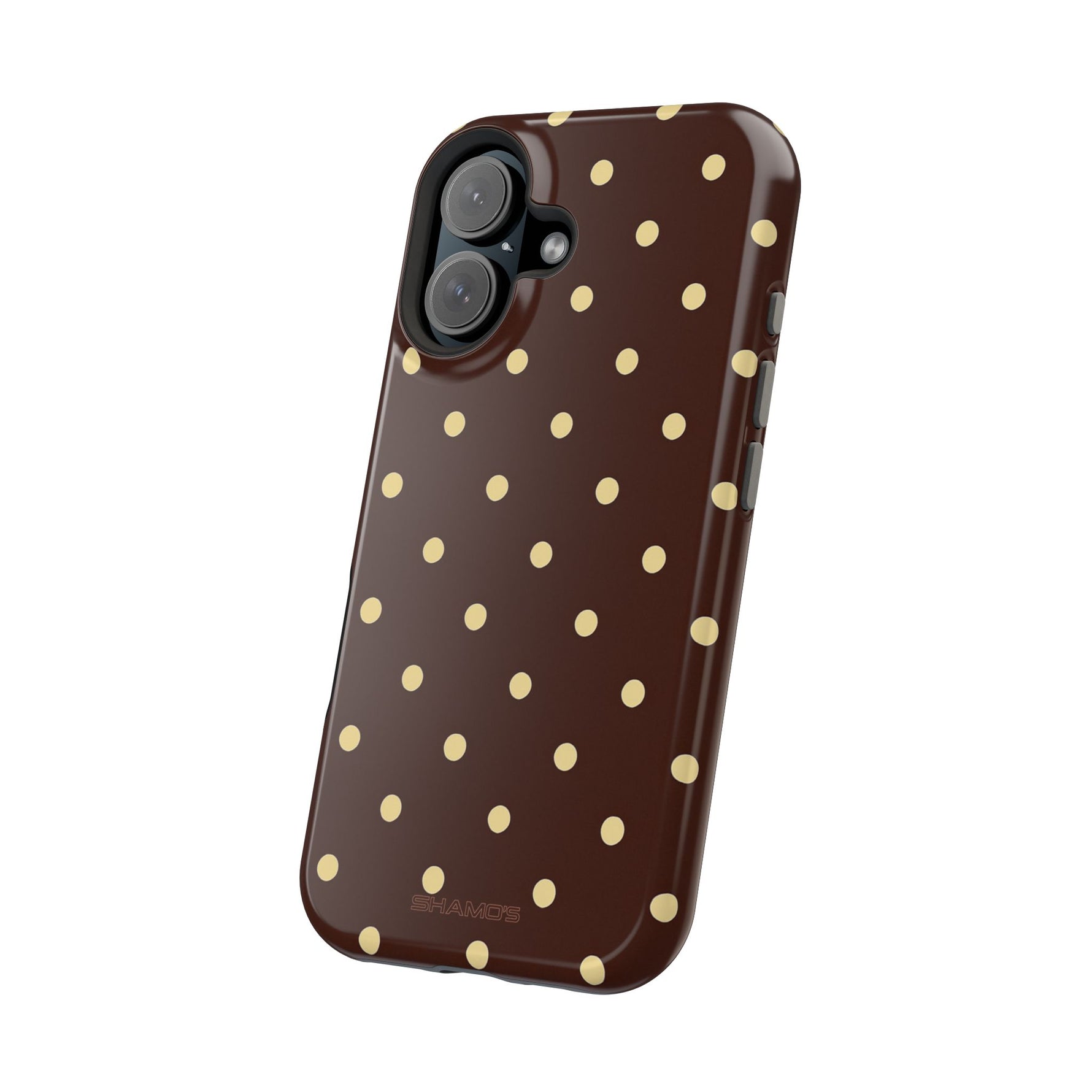 Polka Dot iPhone Case — Brown & Cream MagSafe Protective Cover