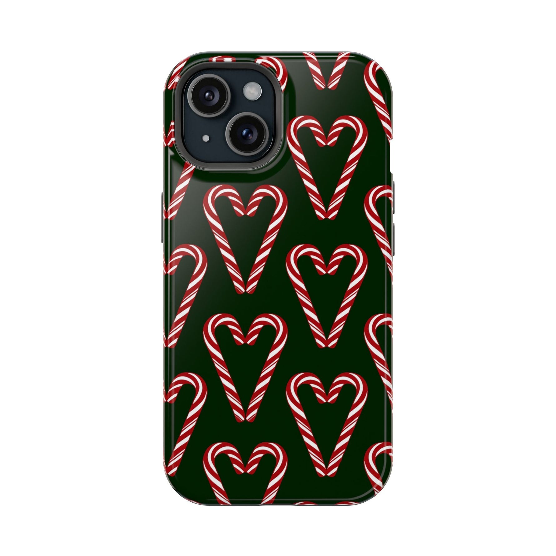 Candy Cane Heart MagSafe Impact-Resistant iPhone Case  Shamo's iPhone 15 / Glossy