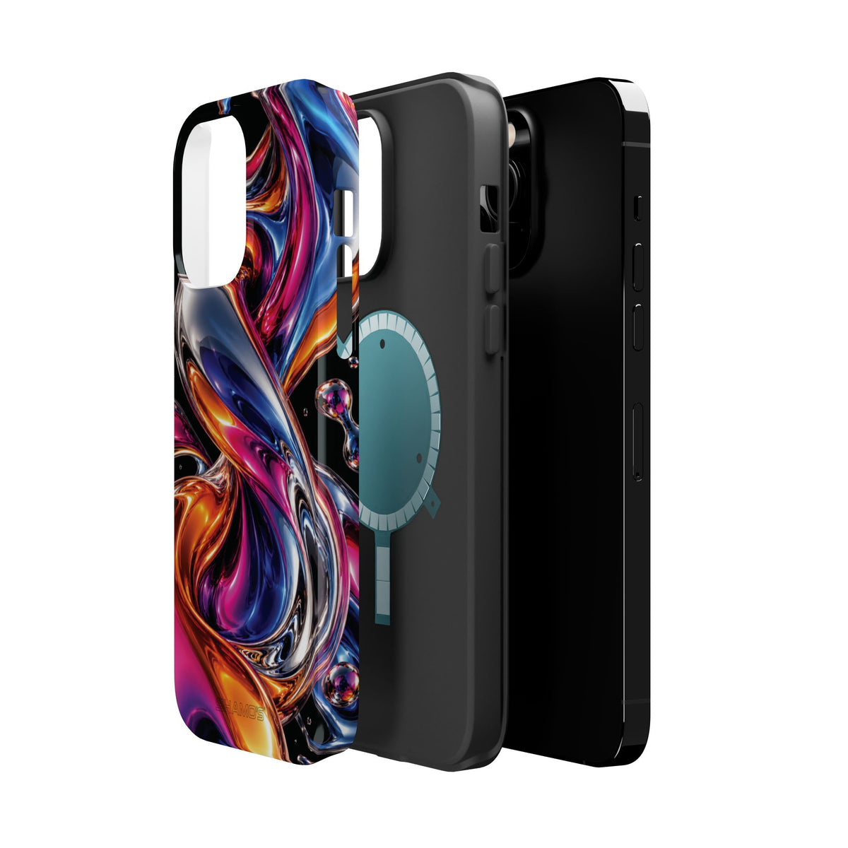 Liquid Aurora MagSafe Phone Case – Colorful Chrome-Effect Swirls | Glossy