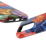 Electric Paradise MagSafe Phone Case – Cobalt Floral & Coral Waves | Glossy