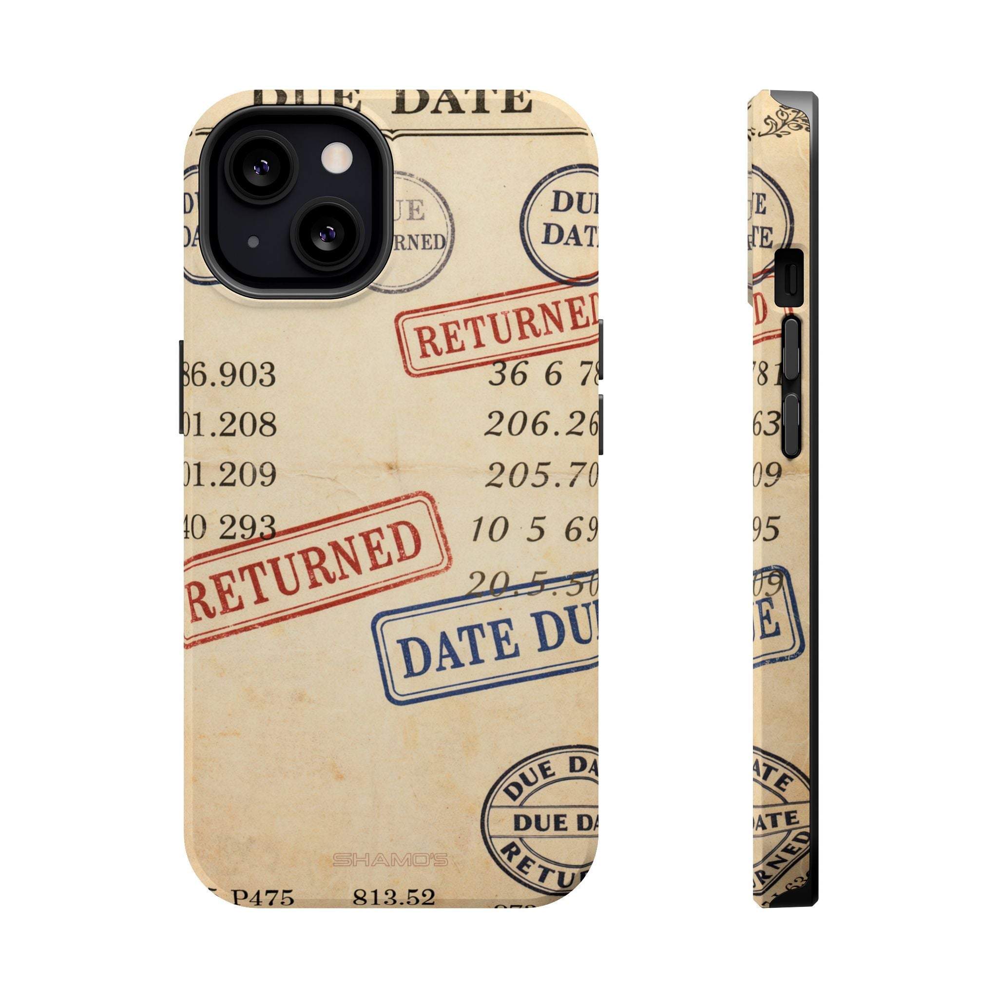 Vintage Library Card Design Phone Case with MagSafe Compatibility - iPhone 13 / Glossy - Shamo's