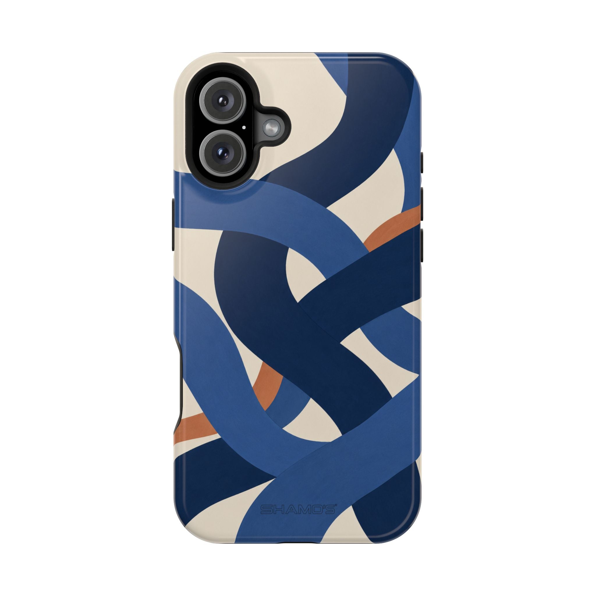 Indigo Loom MagSafe Phone Case – Blue & Ivory Abstract Woven Pattern