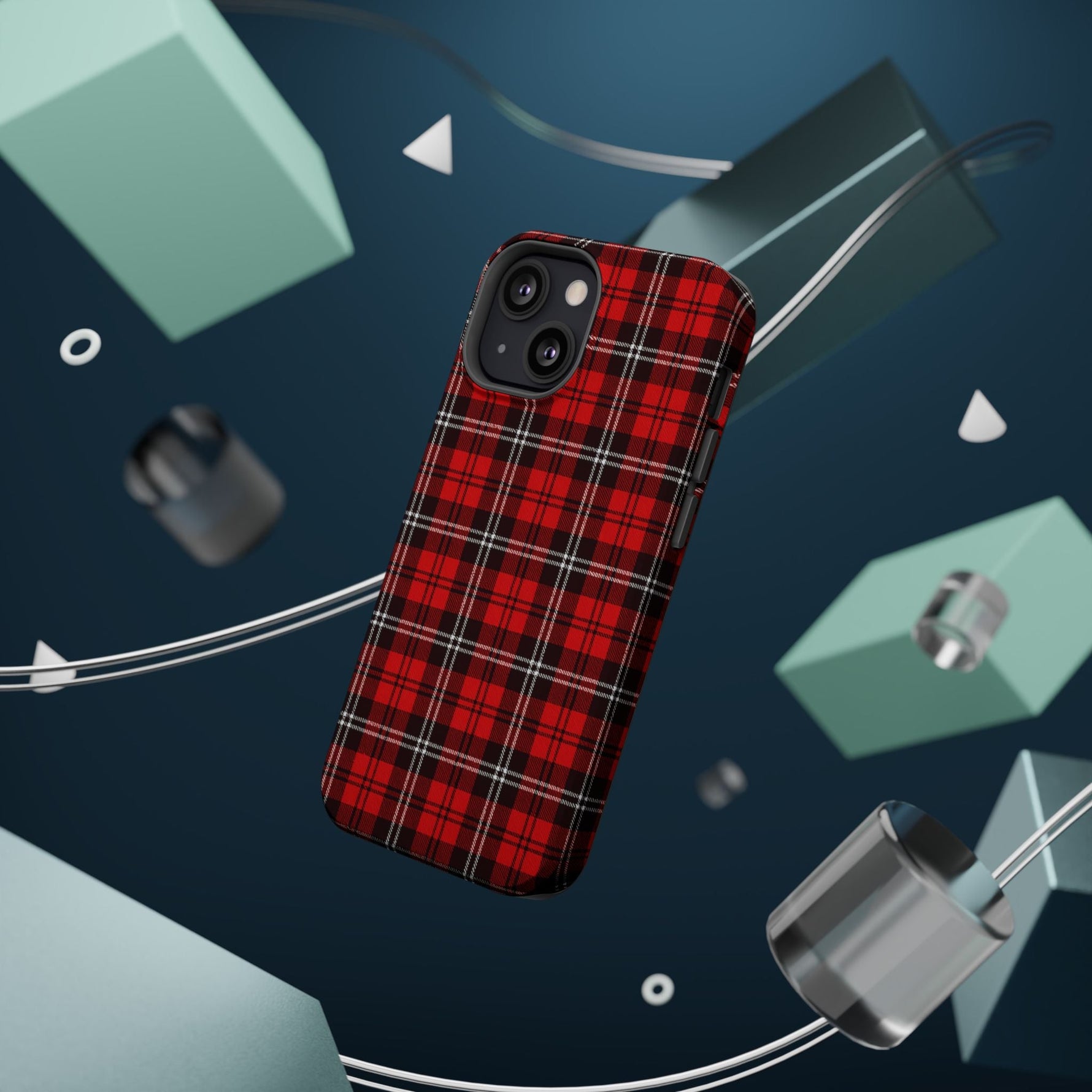 Red Tartan Plaid Impact-Resistant iPhone Case | MagSafe compatibility  Shamo's
