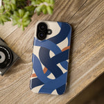 Indigo Loom MagSafe Phone Case – Blue & Ivory Abstract Woven Pattern