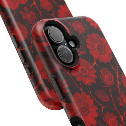 Melted Lava Dark Red Floral iPhone Case — MagSafe Compatible  Shamo's