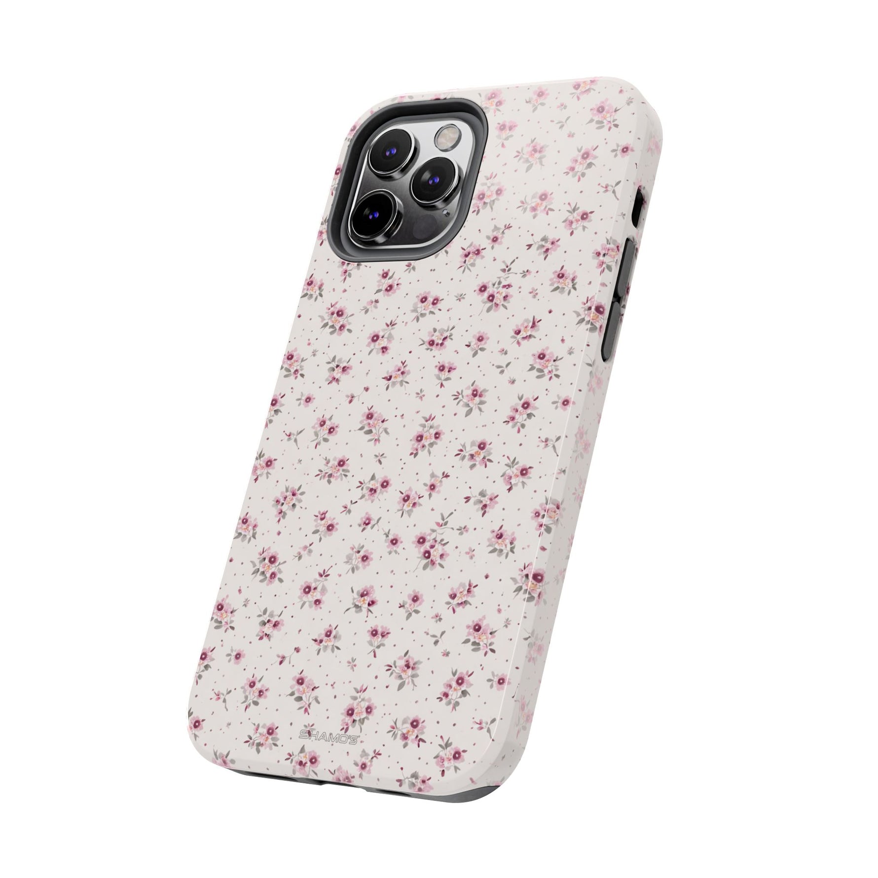 Rosebud Floral Tough iPhone Case — Pink Vintage Flower Protective Cover - iPhone 17 - Shamo's