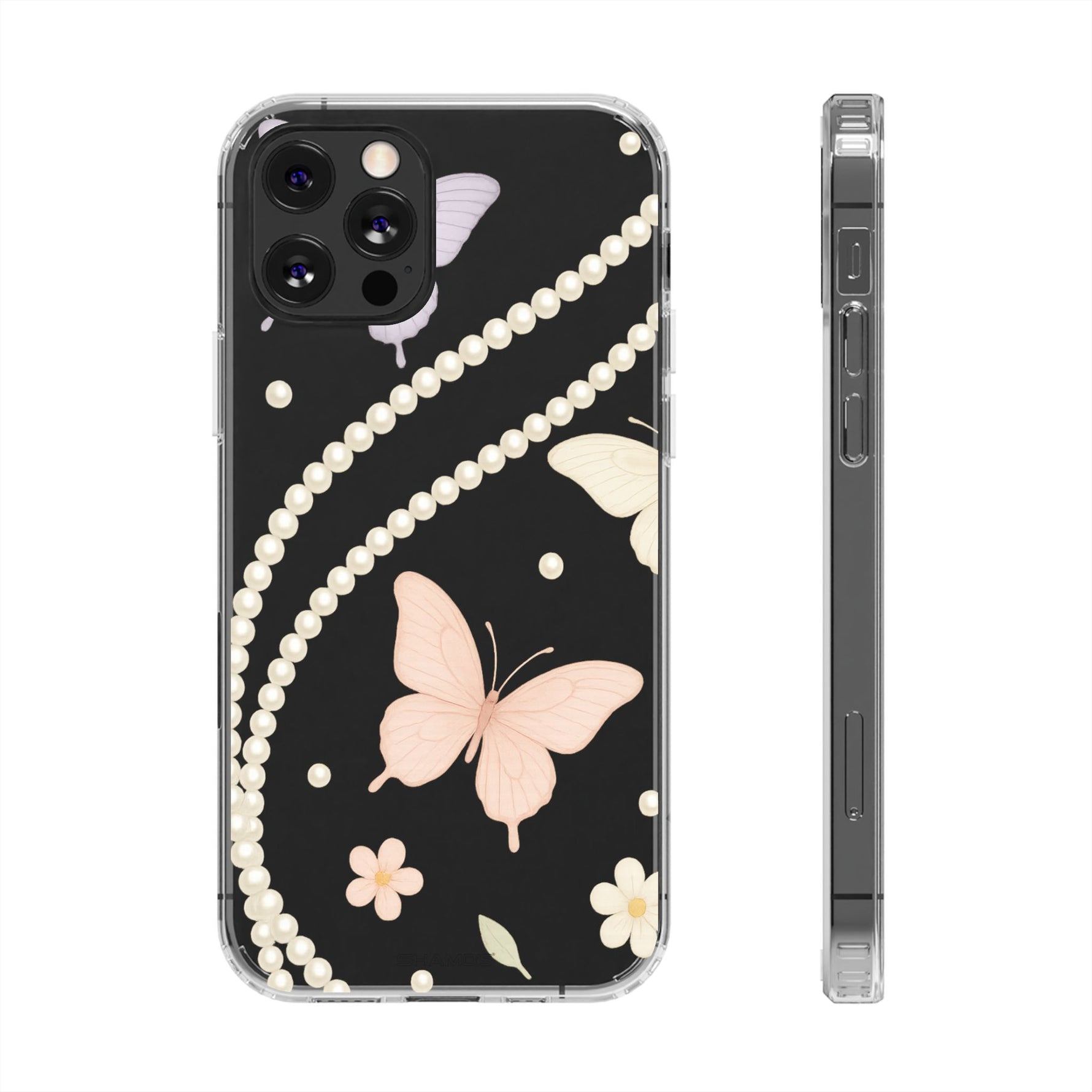 Butterfly Pearl Impact-Resistant Clear iPhone Case - iPhone 12 Pro / Without gift packaging - Shamo's