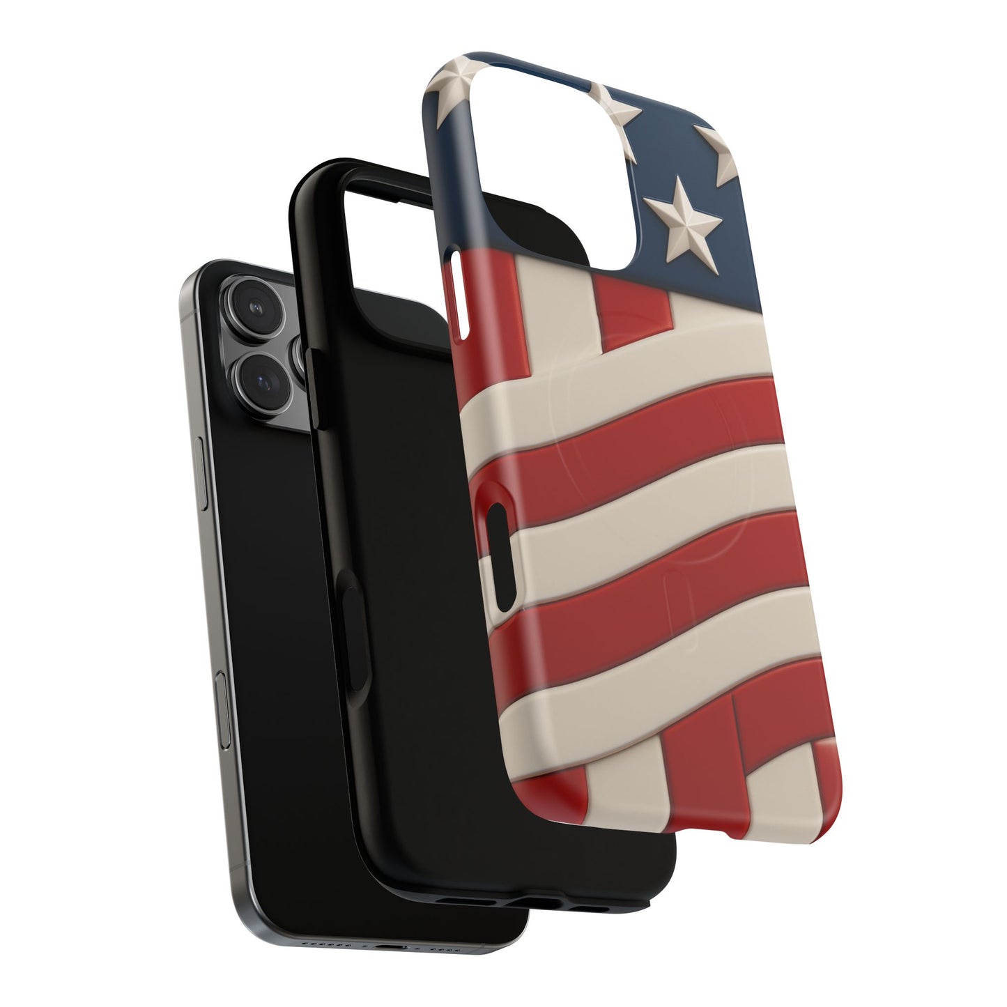 Patriotic iPhone Cases - MagSafe Tough American Flag Design