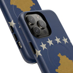 Kosovo Flag Tough iPhone Case — Navy Blue Stars & Gold Map (MagSafe compatible)  Shamo's