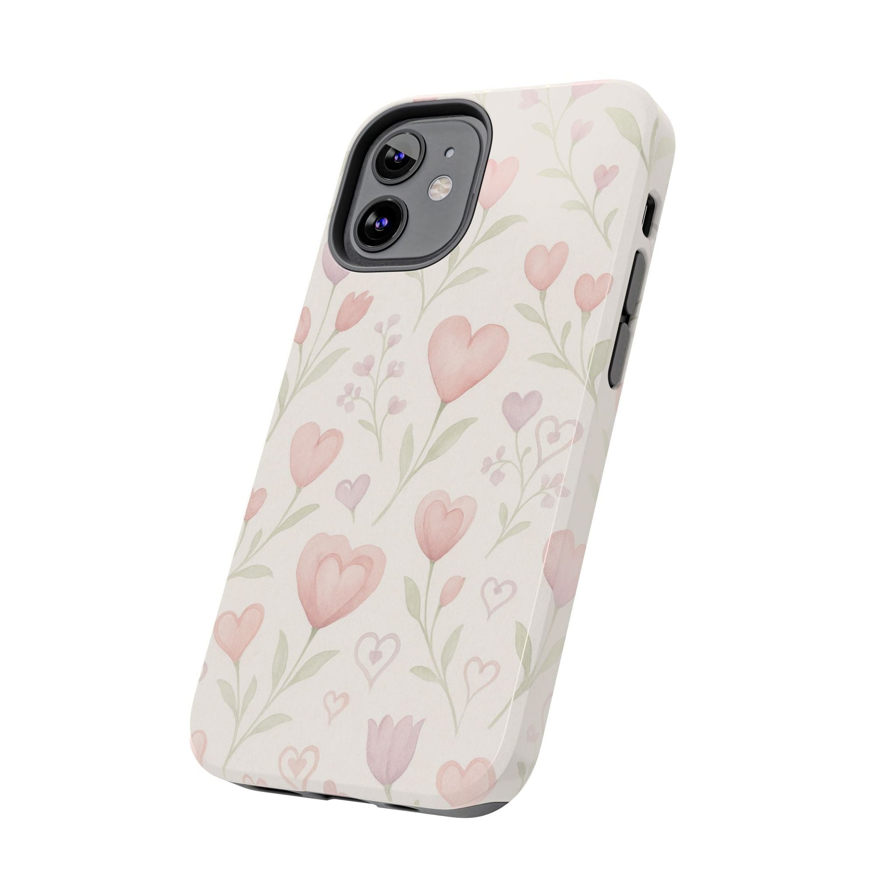 Pink Watercolor Heart Floral Pattern | Tough Impact Phone Case  Shamo's