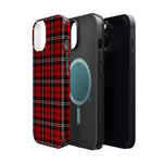 Red Tartan Plaid Impact-Resistant iPhone Case | MagSafe compatibility  Shamo's