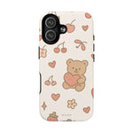 Teddy Berry Cozy Strawberry Pattern iPhone Case with MagSafe