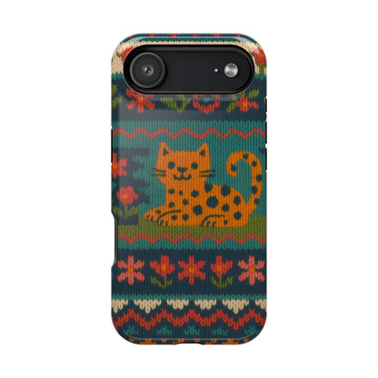 Cozy Knit Leopard Pattern Sweater Holiday Theme iPhone Case with MagSafe compatibility