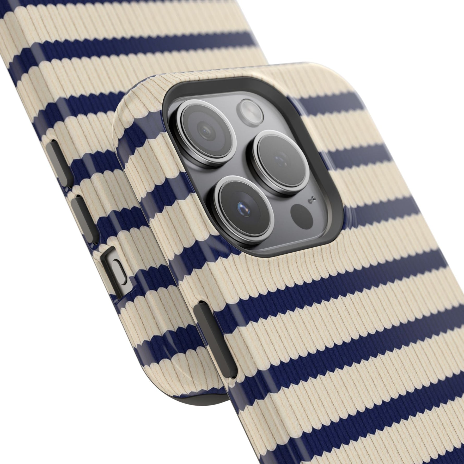 Navy & Cream Ribbed Holiday Sweater Design iPhone Case with MagSafe compatibility  Shamo's