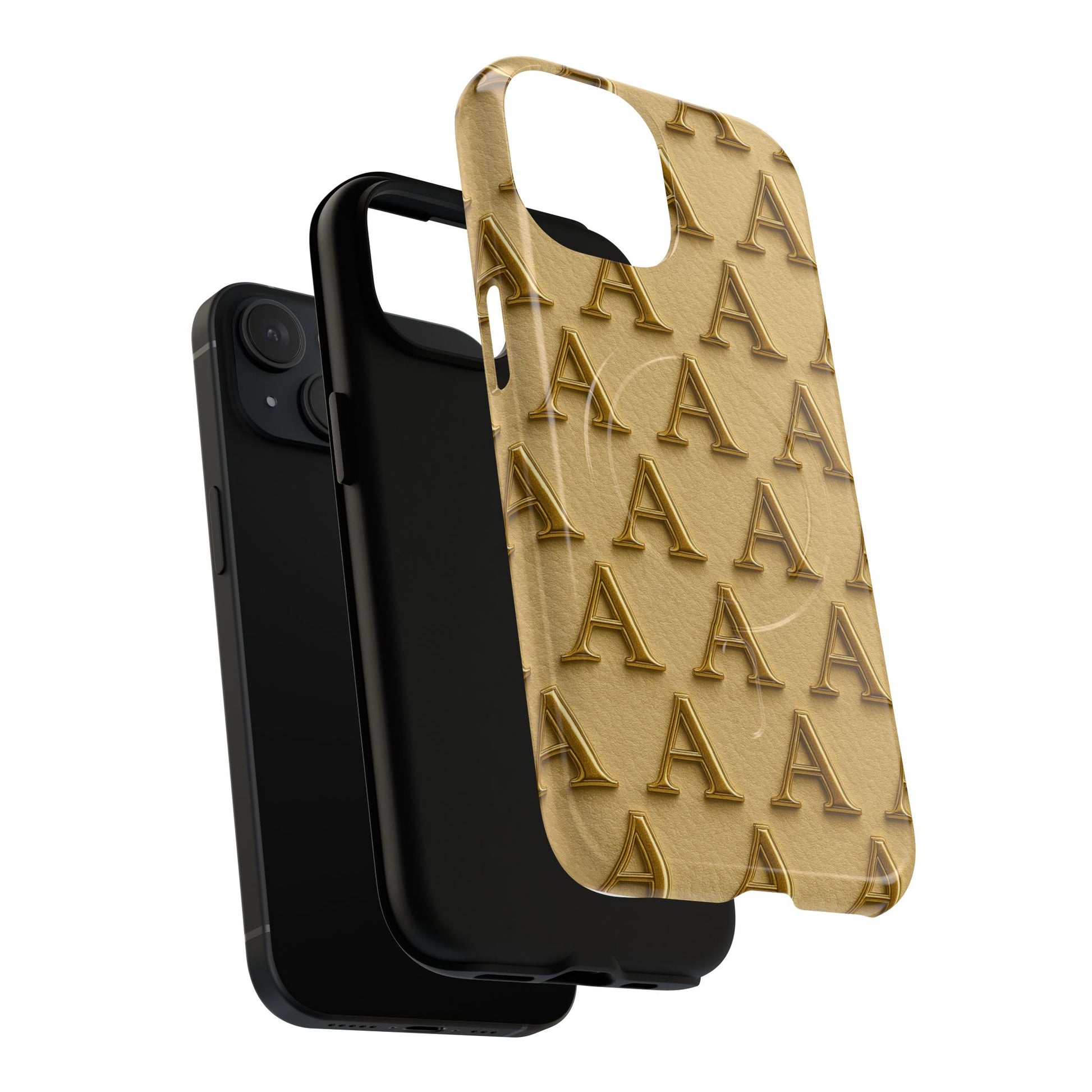 Gold Monogram 'A' iPhone Case with MagSafe - Shamo's