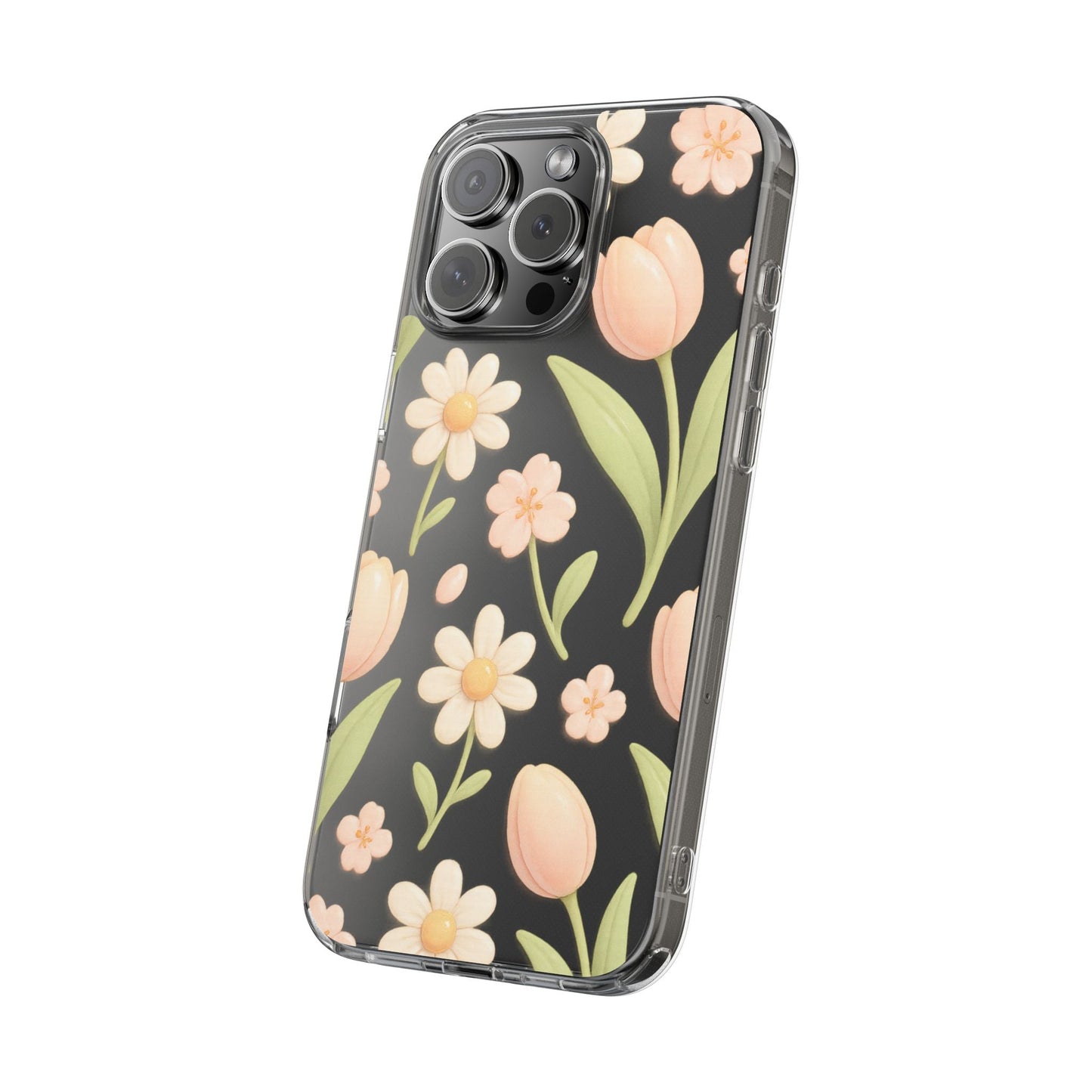Floral Impact-Resistant Clear iPhone Case