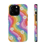 Funda de teléfono resistente a impactos con efecto cascada de colores Rainbow Daisy