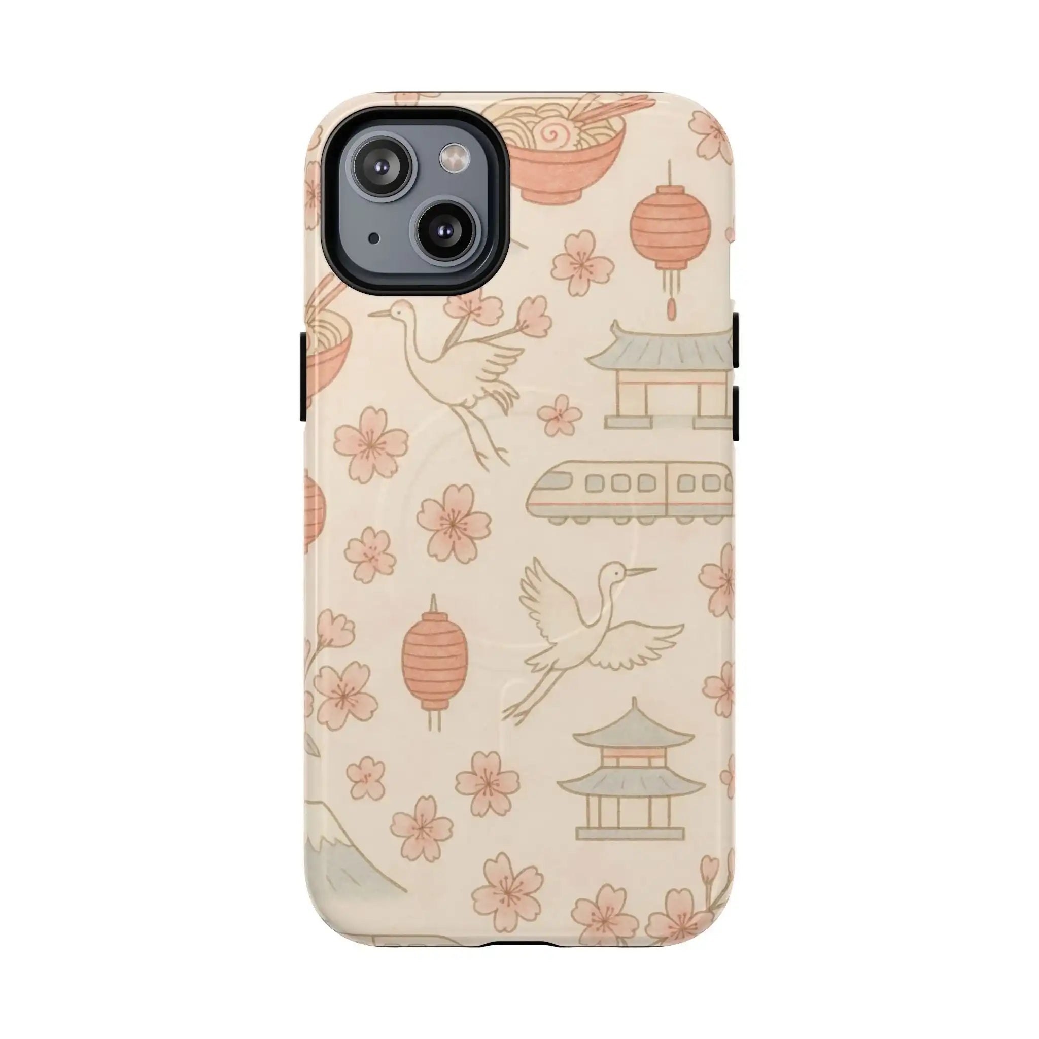 Japan Hand-Drawn Cherry Blossom iPhone Case with MagSafe  Shamo's iPhone 14 Plus / Glossy