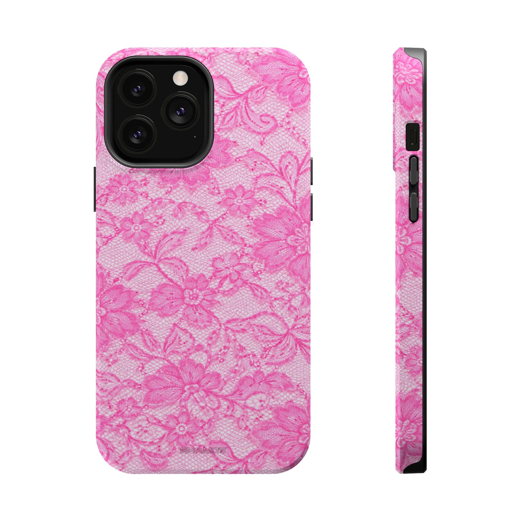 Pink Lingerie Lace Print Impact-Resistant iPhone Case | MagSafe - iPhone 13 Pro Max / Glossy - Shamo's