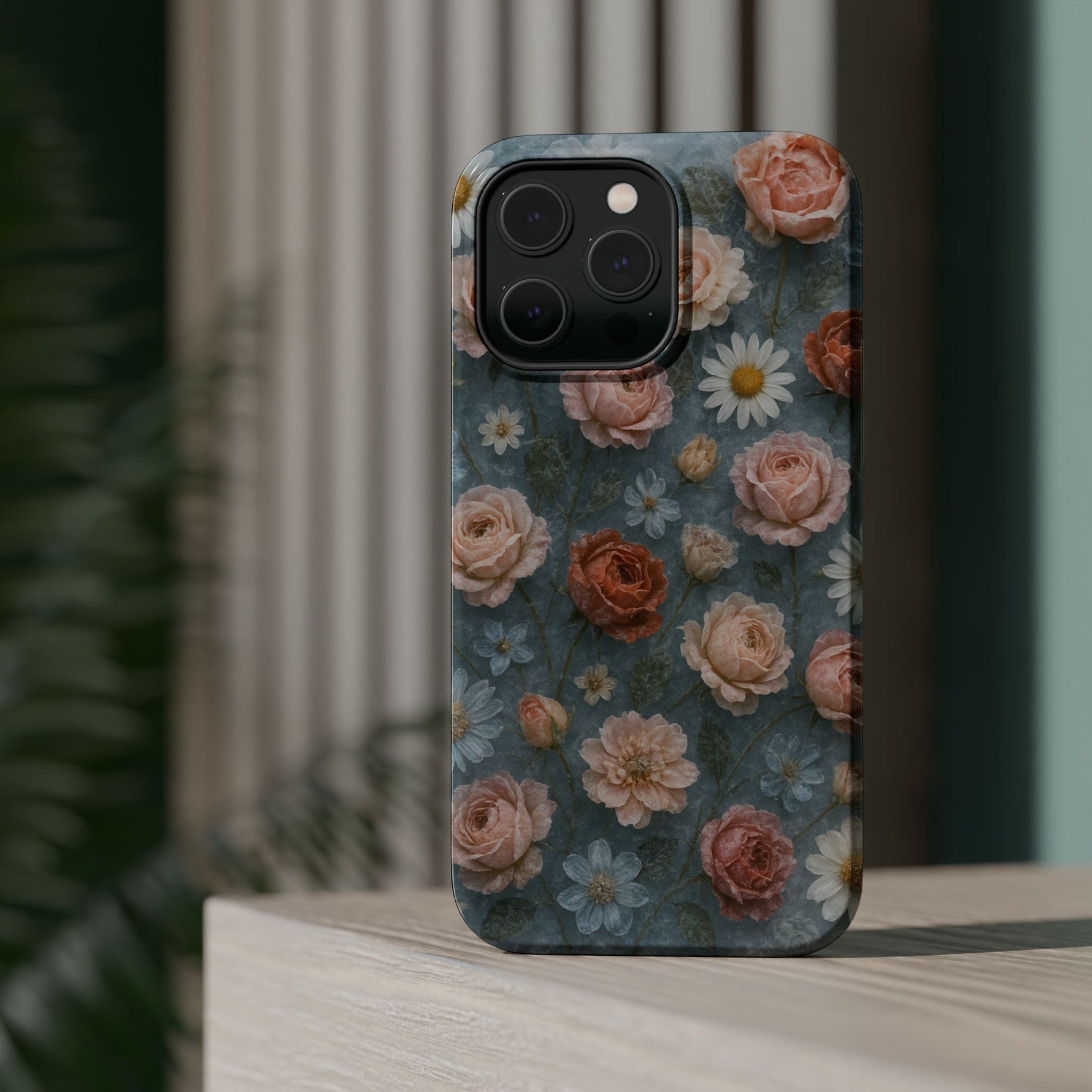 Frozen Floral Vintage Roses & Daisies iPhone Case with MagSafe compatibility  Shamo's