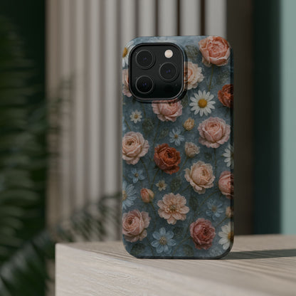 Frozen Floral Vintage Roses & Daisies iPhone Case with MagSafe compatibility  Shamo's