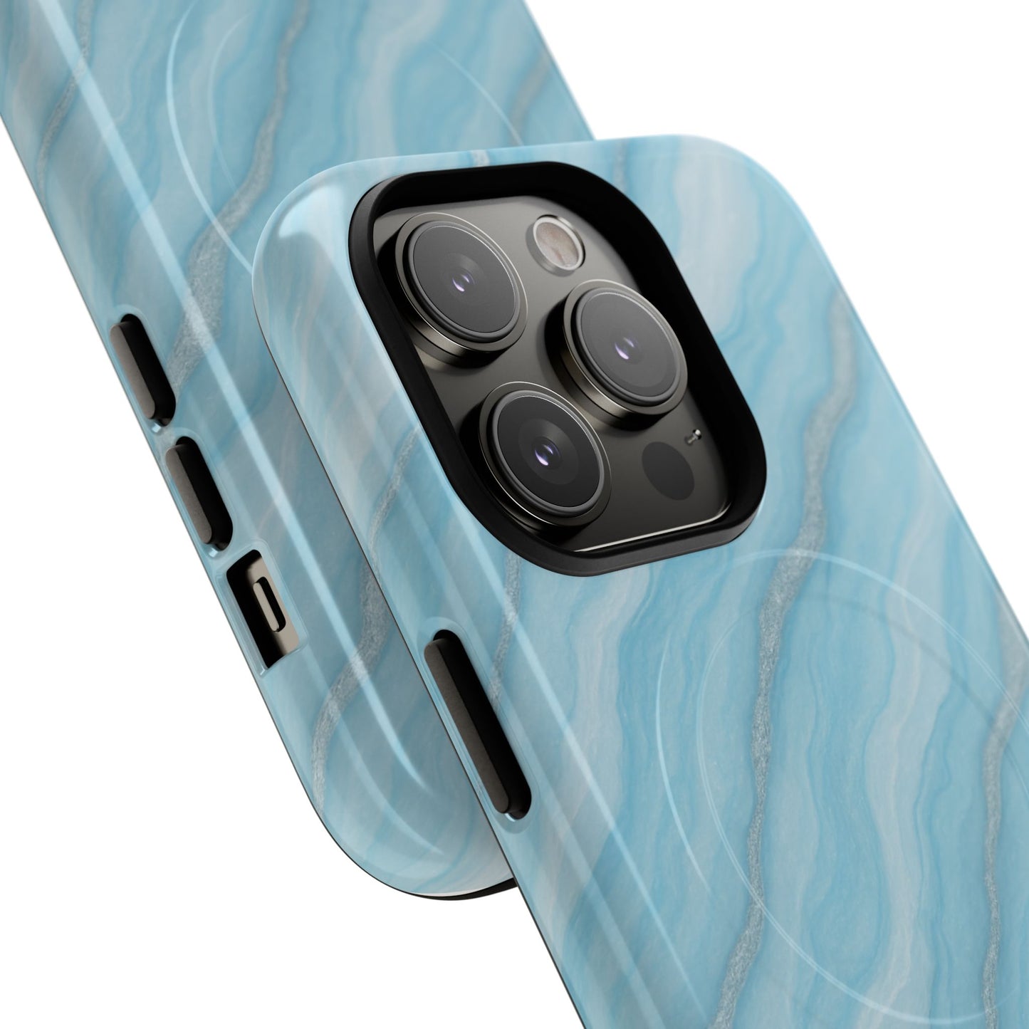 Sky Blue Marble iPhone Case with MagSafe