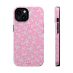 Pink Bow Pattern Impact-Resistant iPhone Case | MagSafe