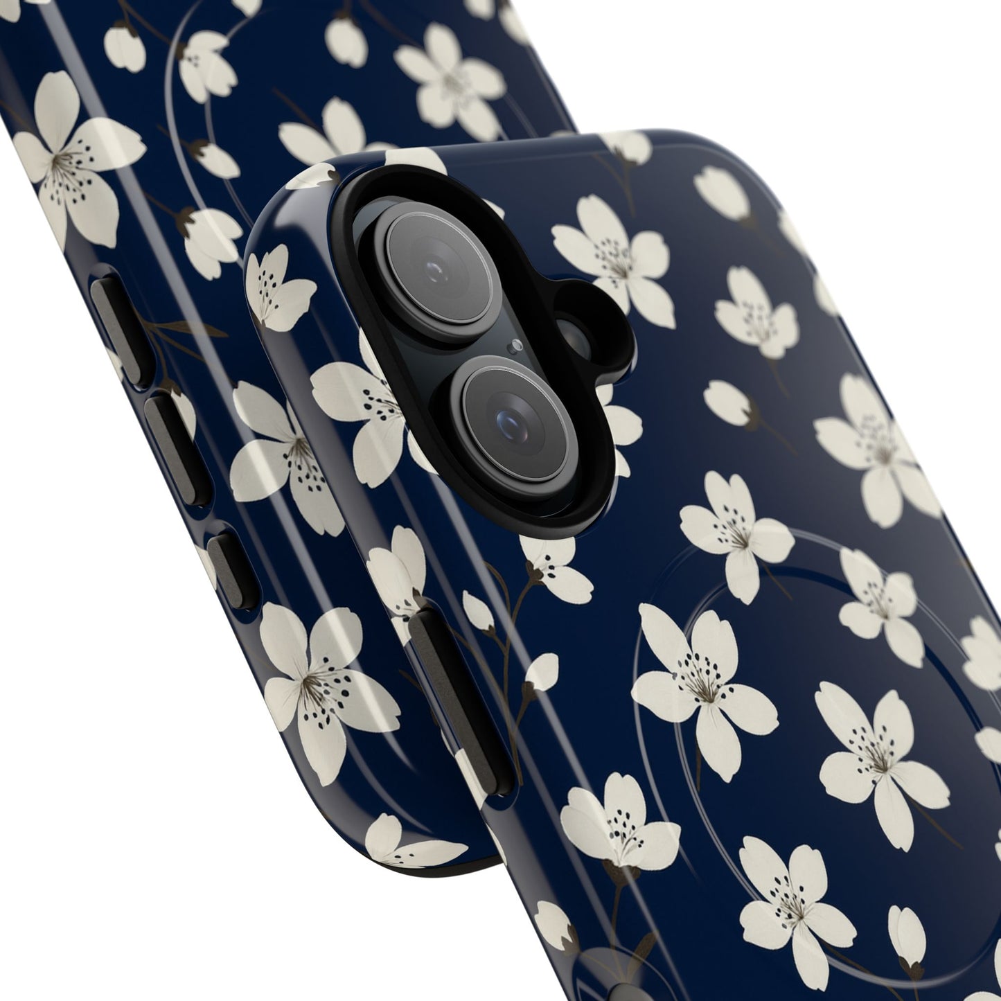 Navy Blossom Floral iPhone Case | MagSafe