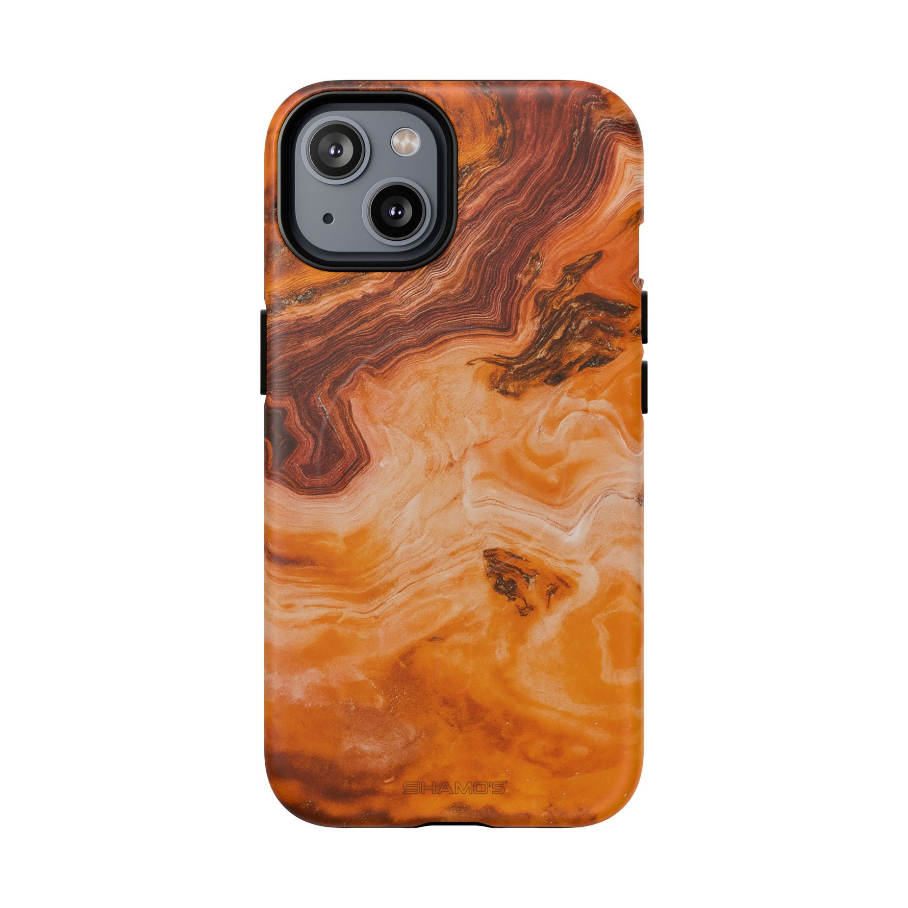 iPhone-Hülle aus bernsteinfarbenem Achatmarmor – kompatibel mit MagSafe