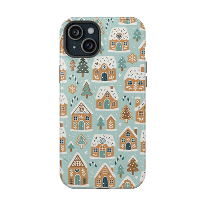 Winter Gingerbread Village Holiday Theme iPhone Case with MagSafe compatibility  Shamo's iPhone 15 Plus / Glossy
