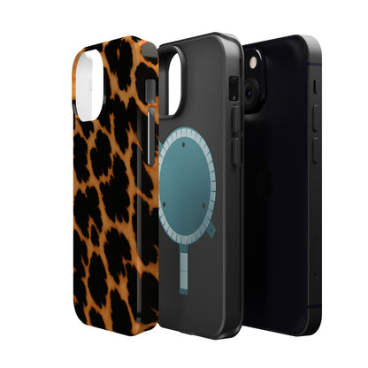 Leopard Print Impact-Resistant iPhone Case with MagSafe compatibility