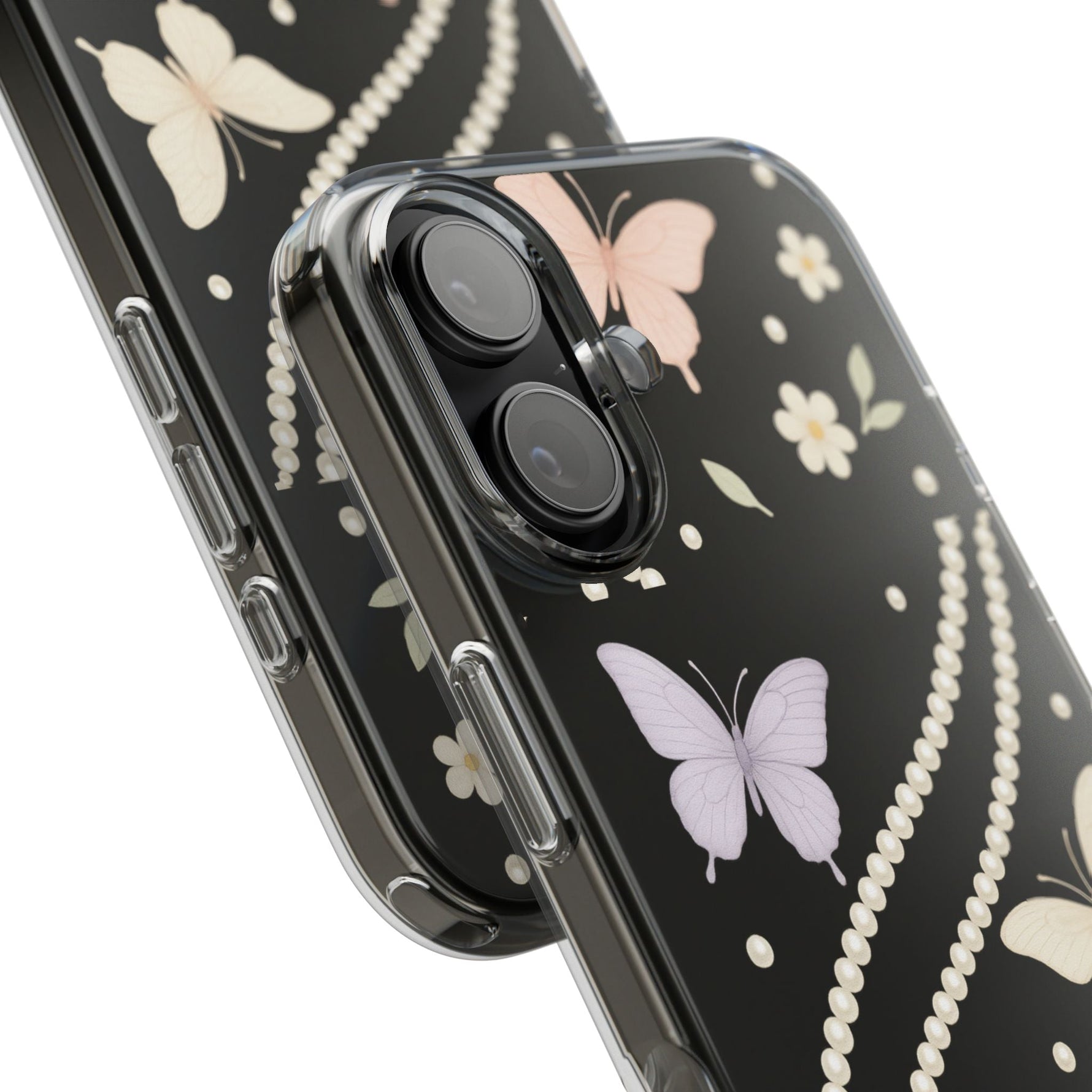 Butterfly Pearl Impact-Resistant Clear iPhone Case  Shamo's