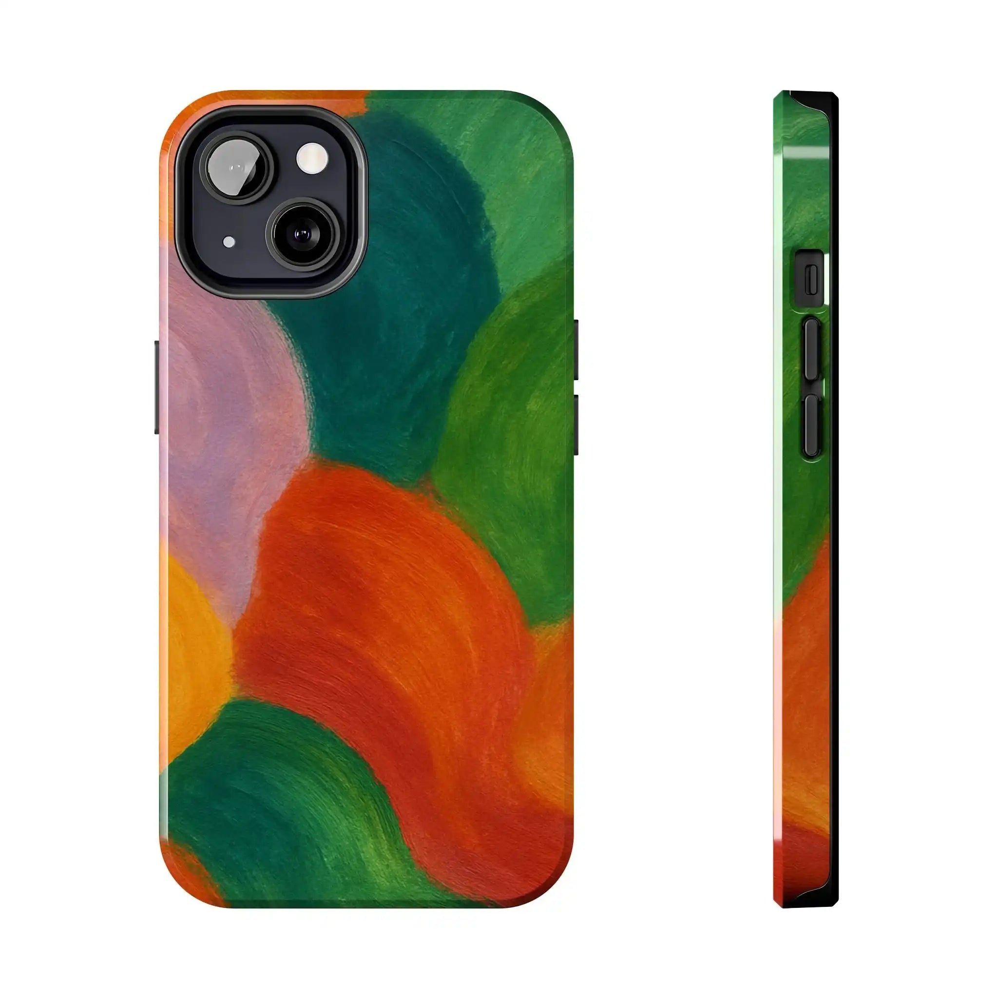 Abstract Color Wave Tough Phone Case — Bold Orange & Green Protective Phone Cover  Shamo's iPhone 13