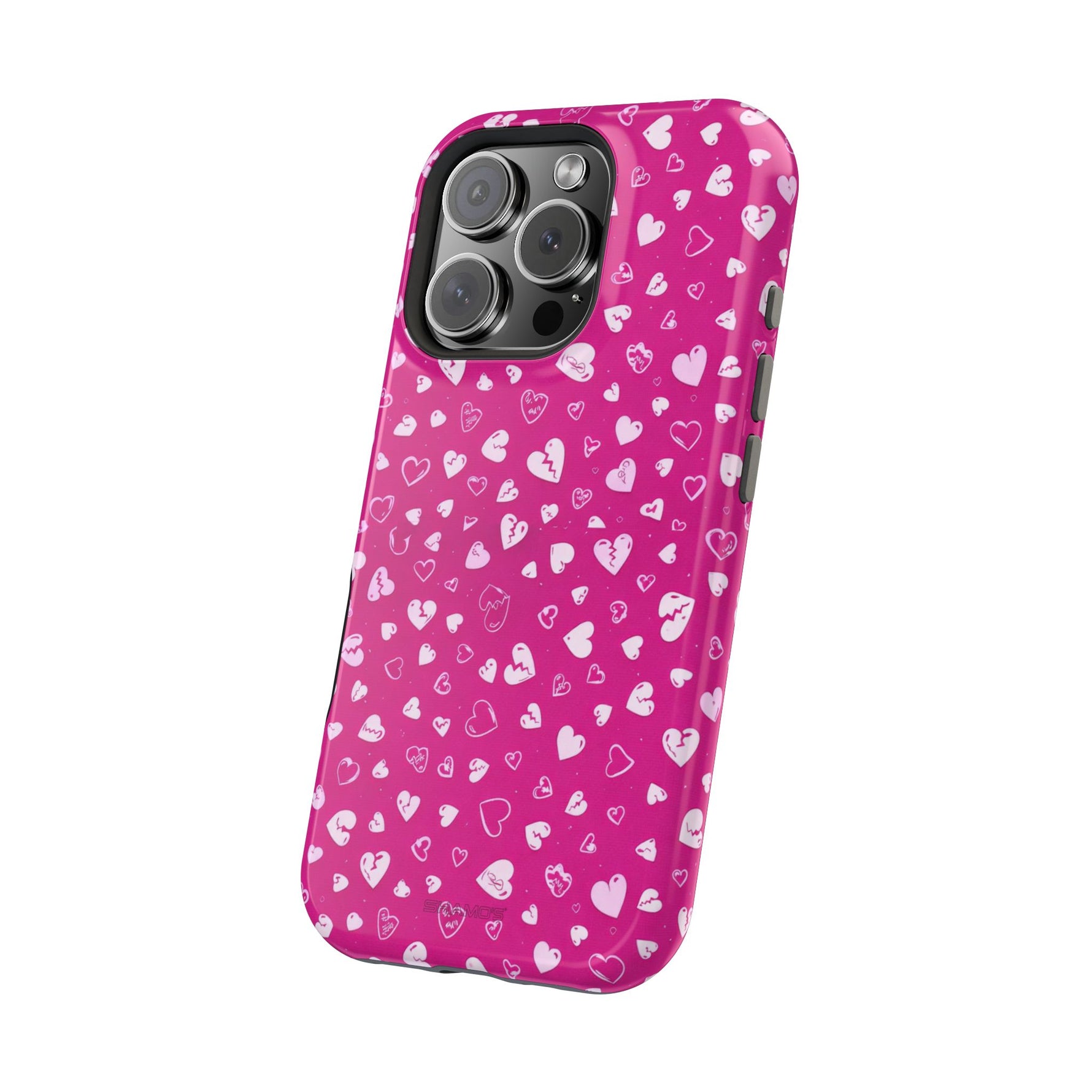 Broken Heart Hot Pink Impact-Resistant iPhone Case | MagSafe - iPhone 17 / Glossy - Shamo's