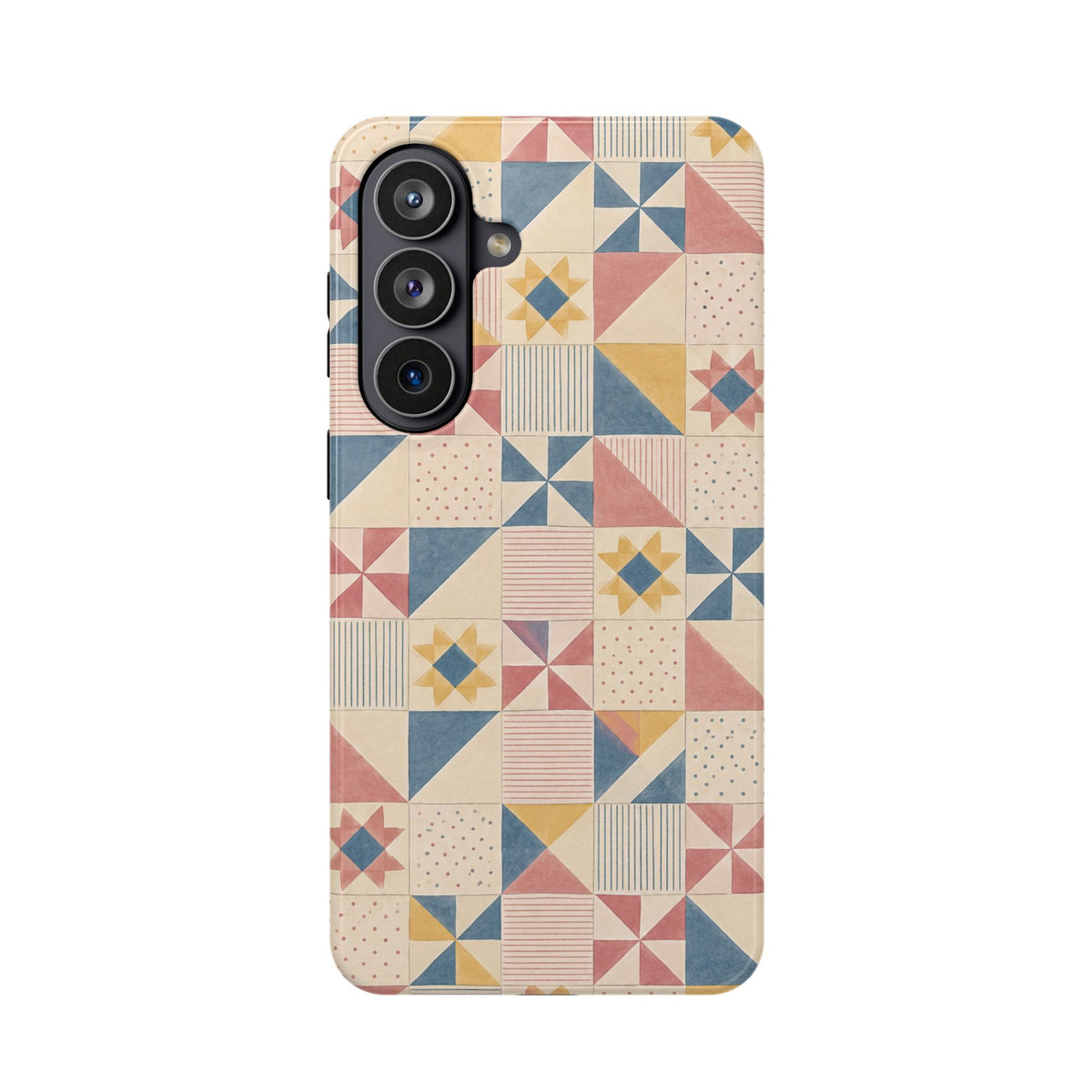 Prairie Quilt – Pastel Patchwork Pattern MagSafe Phone Case, glossy Samsung Galaxy S26 Plus, rear view