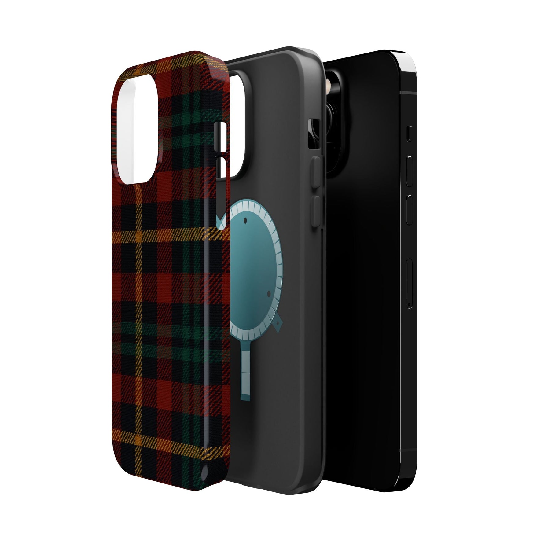 Plaid Impact-Resistant iPhone Case — Red Green Tartan Holiday Theme with MagSafe  Shamo's