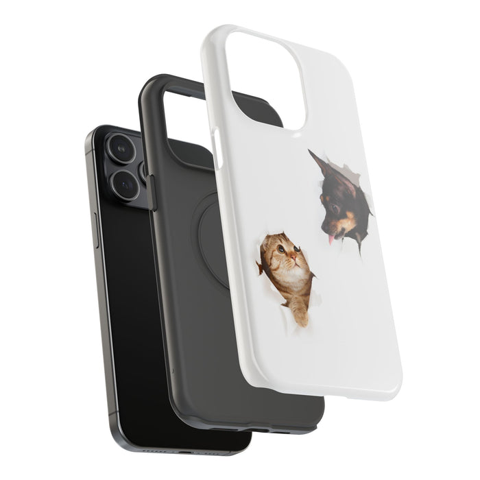 Impact-Resistant Cases with a cat and a dog