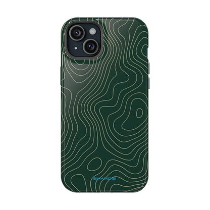 Topographic Green Magnetic Impact-Resistant iPhone Case | MagSafe compatible  Shamo's iPhone 15 Plus / Glossy