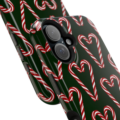 Candy Cane Heart MagSafe Impact-Resistant iPhone Case