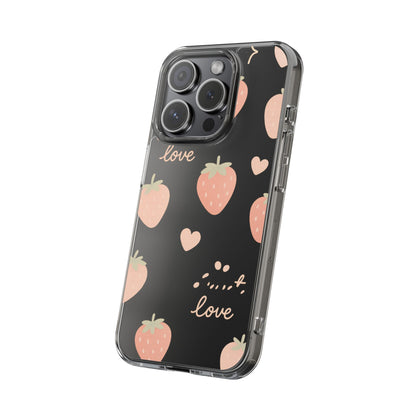 Sweet Love Strawberry Clear iPhone Case | MagSafe