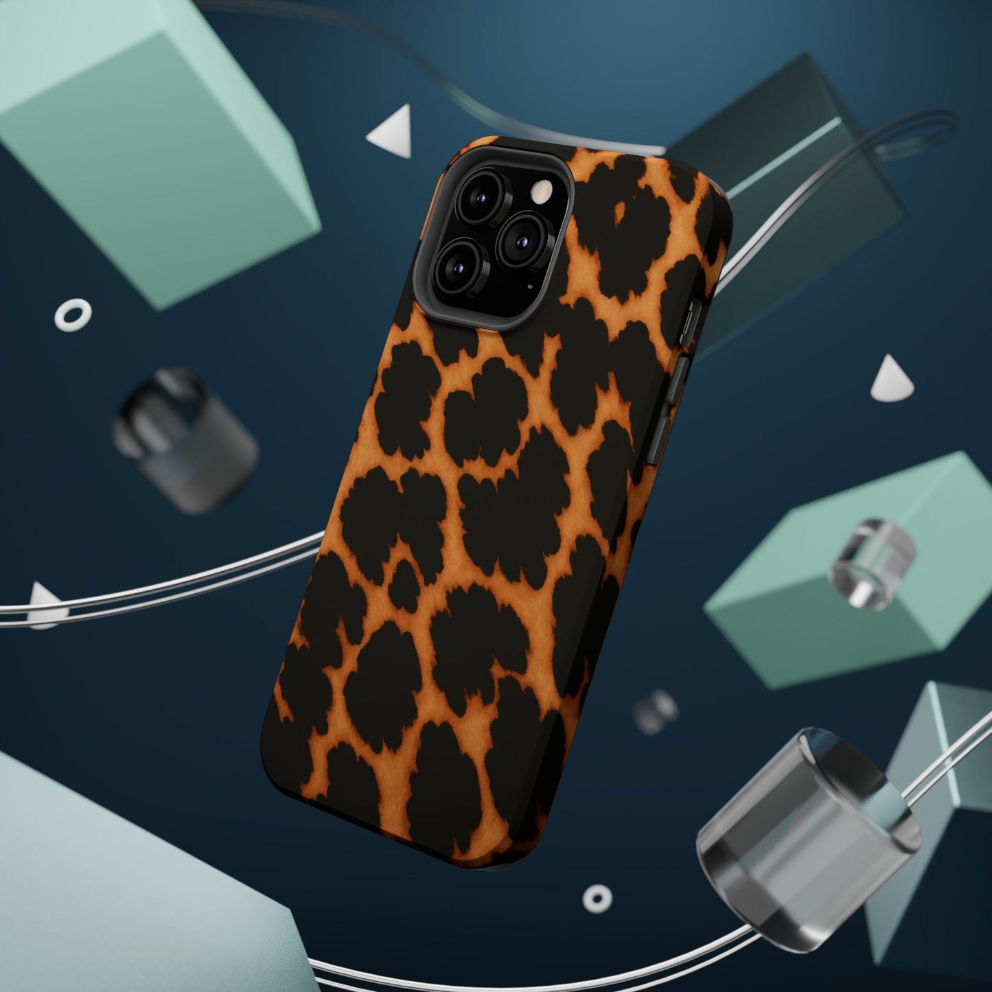 Leopard Print Impact-Resistant iPhone Case with MagSafe compatibility