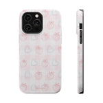 Strawberry Hearts MagSafe Compatible Phone Case | 'Paint it your way' Pink Plaid Impact-Resistant