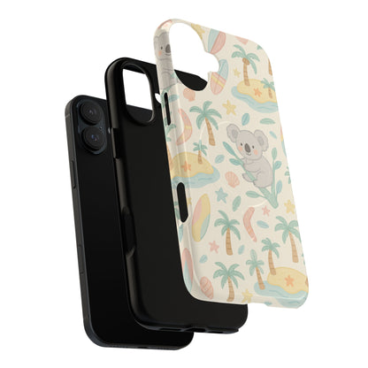Australia Hand-Drawn Koala Beach iPhone Case — Cute Tropical Palm & Surf Print | with MagSafe